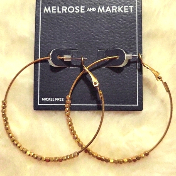 Melrose and Market Gold Hoop Earrings - Nickel Free - Picture 2 of 4